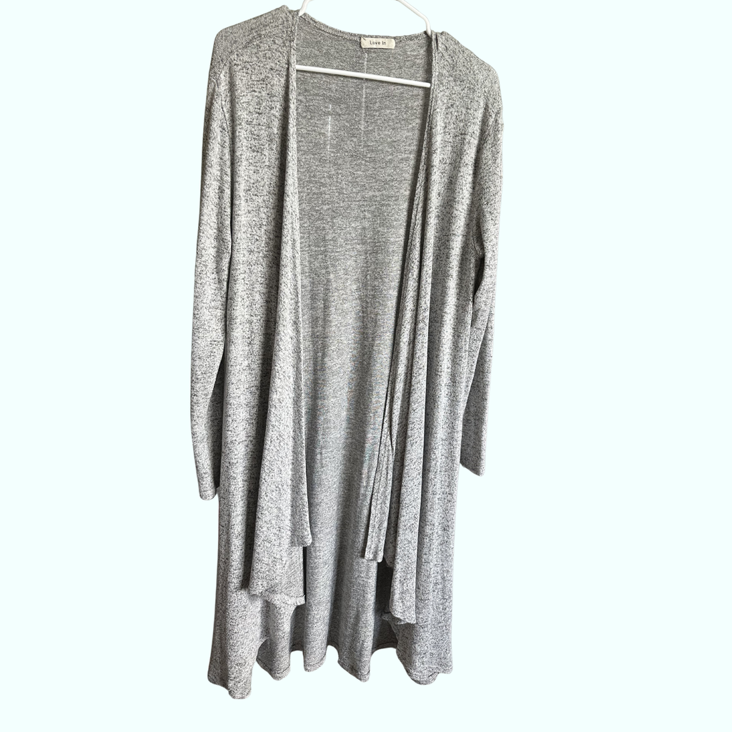 Sz L - Gray Long Cardigan