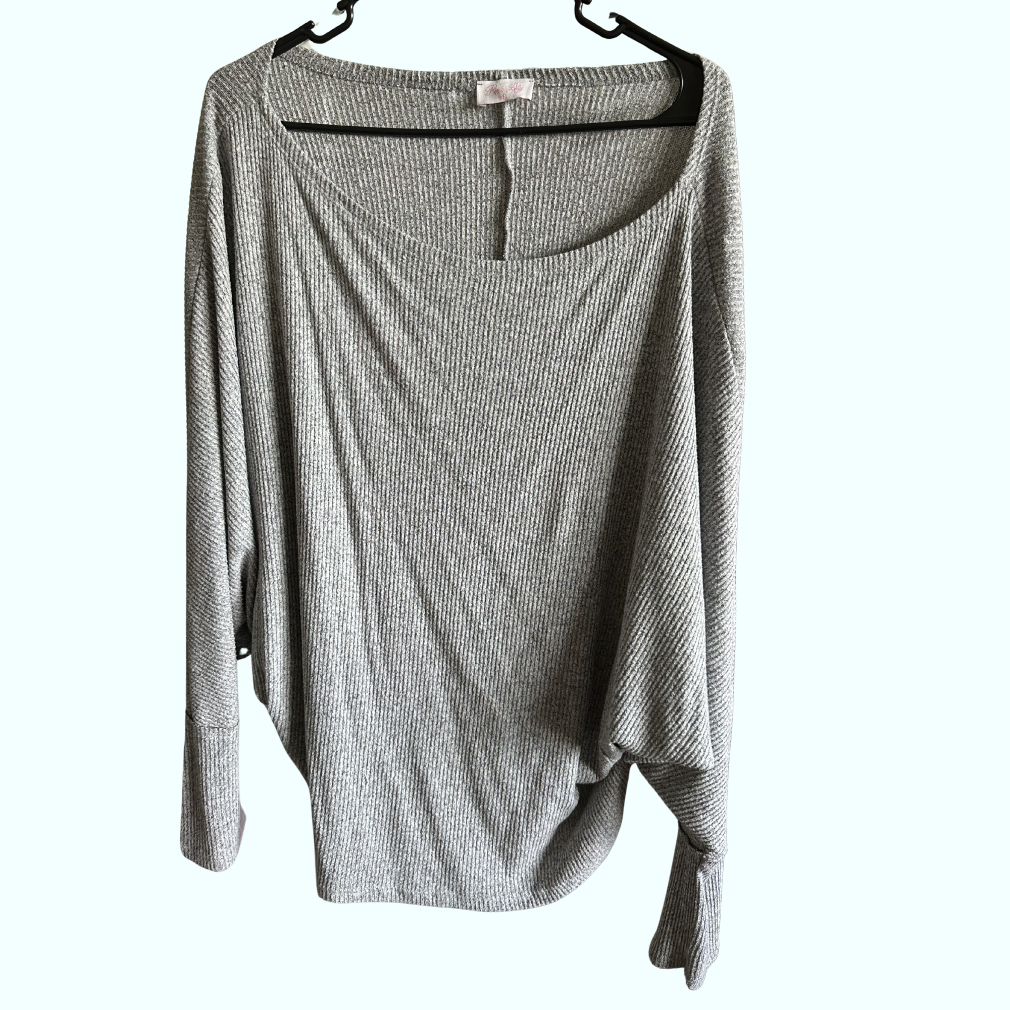 Sz L/XL - Pink Lily Batwing Gray Top