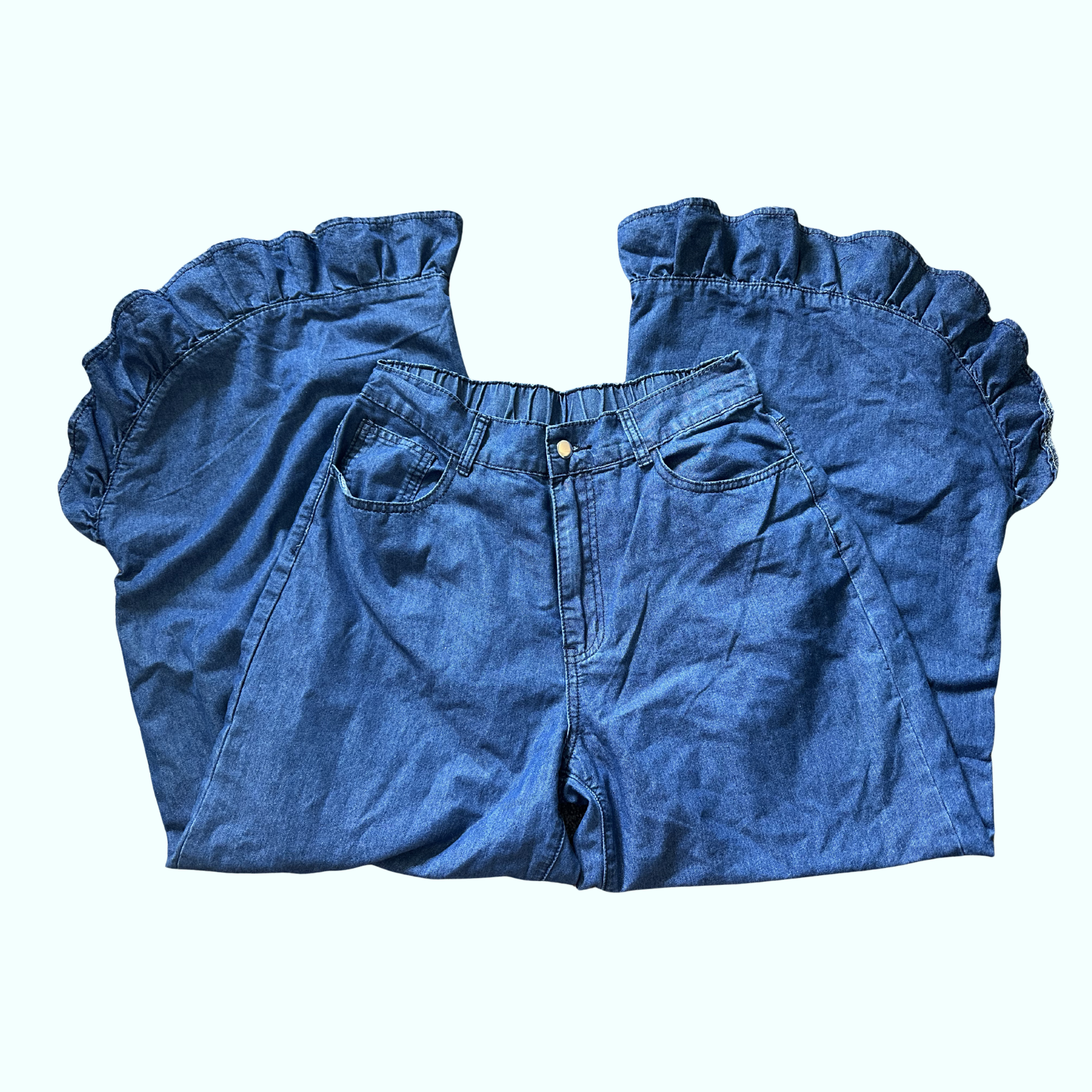Sz 31 - SHEIN Wide Leg with Ruffle Bottom Jeans