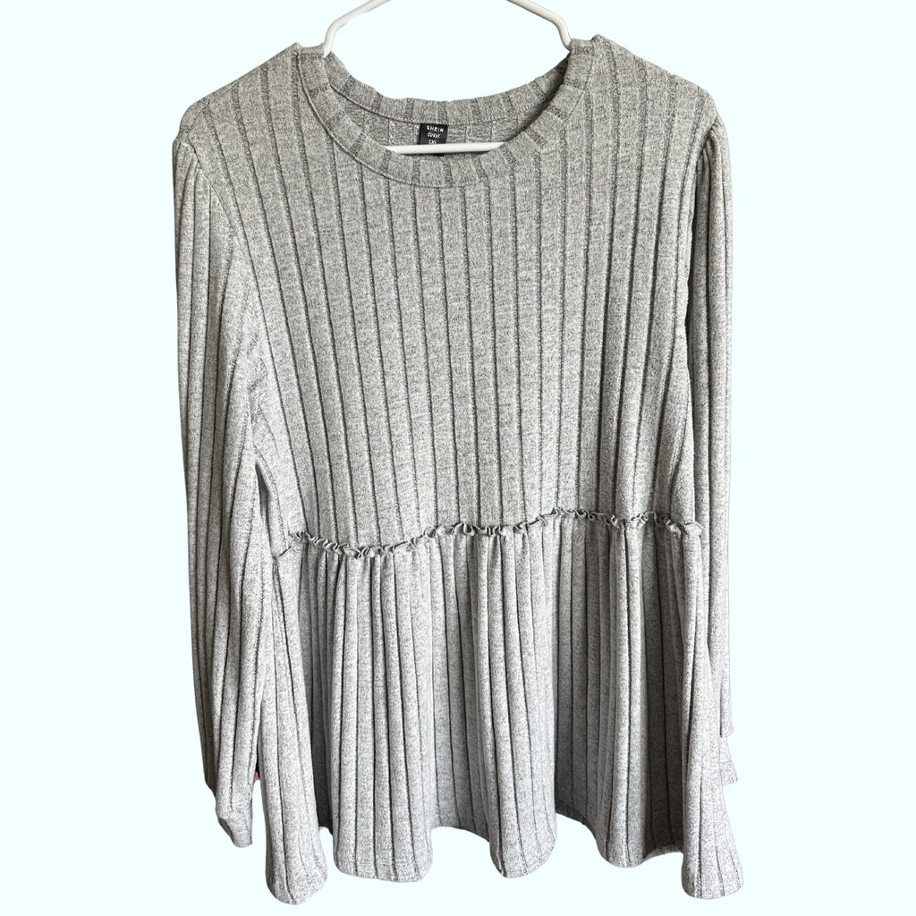 Sz XL - SHEIN Long Sleeve Gray Top