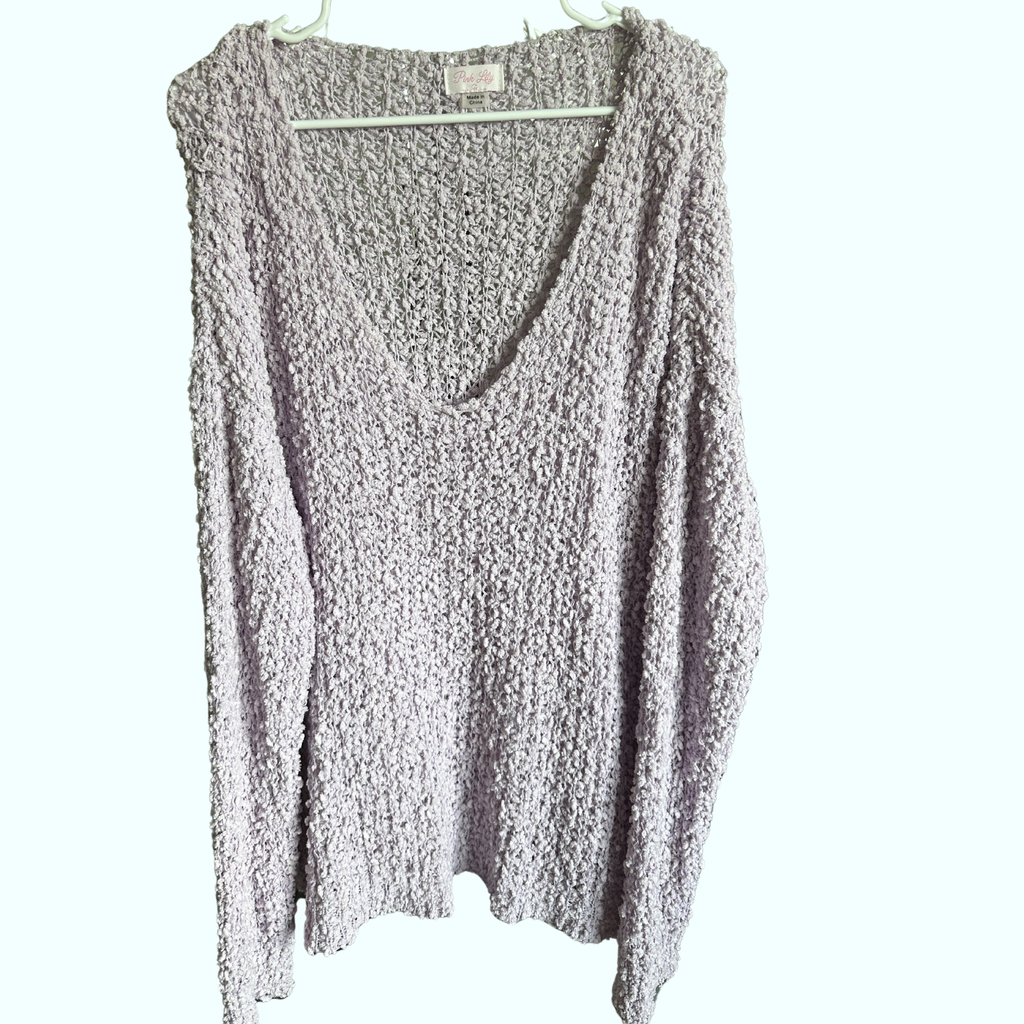 Sz L - Pink Lily Lavender Sweater