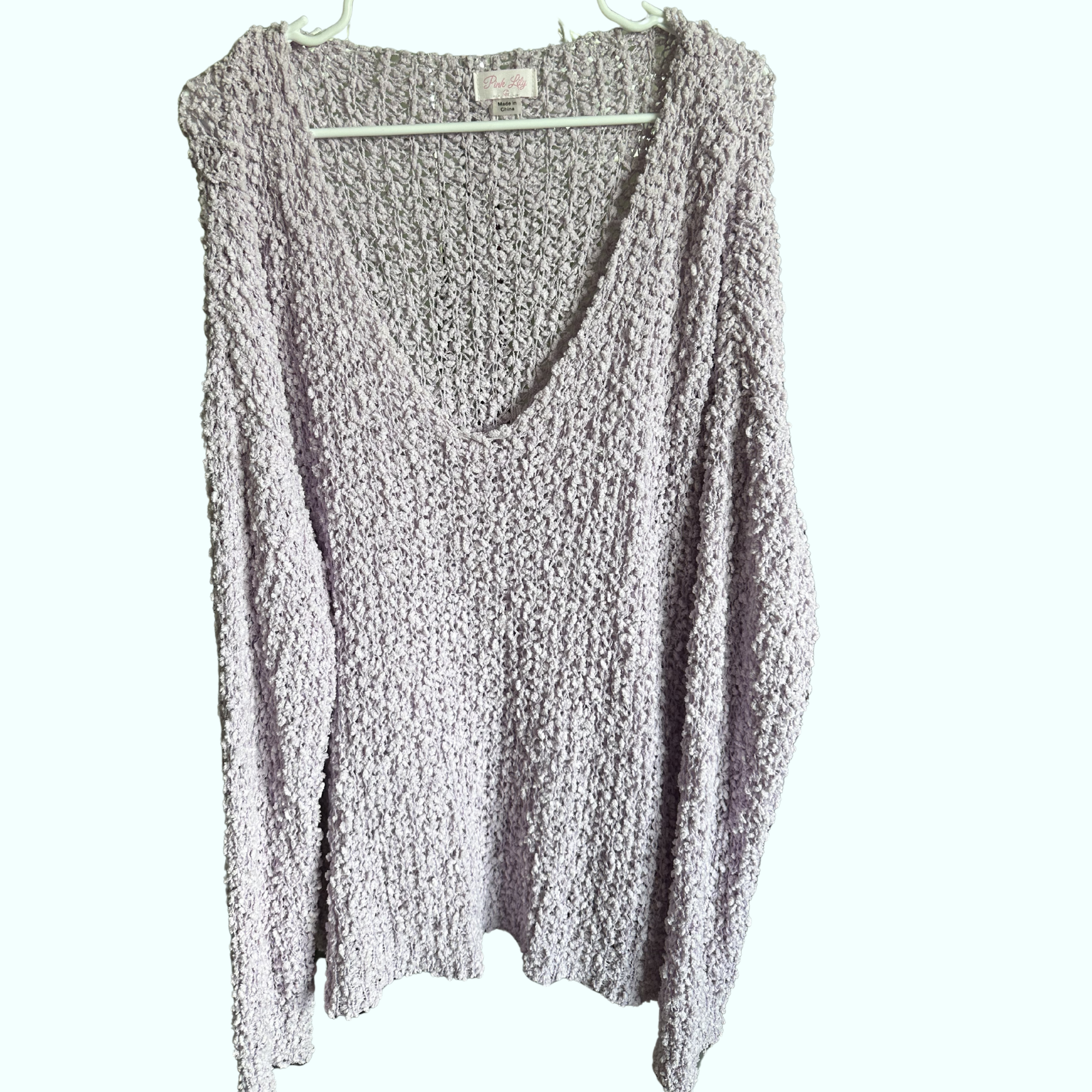 Sz L - Pink Lily Lavender Sweater