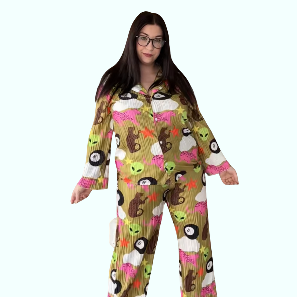Sz L/XL - Emy Ave/Burnt Toast Plisse Set