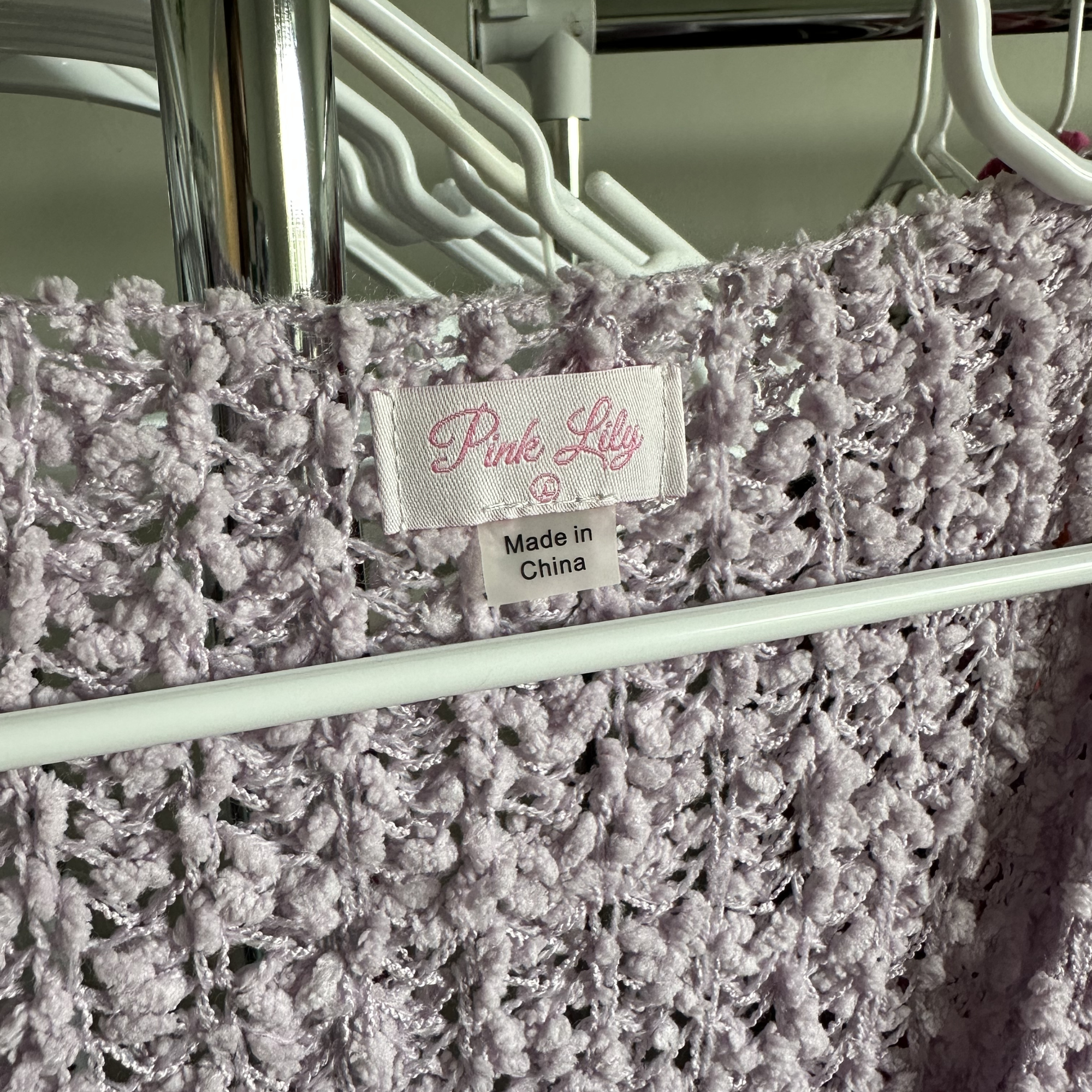 Sz L - Pink Lily Lavender Sweater