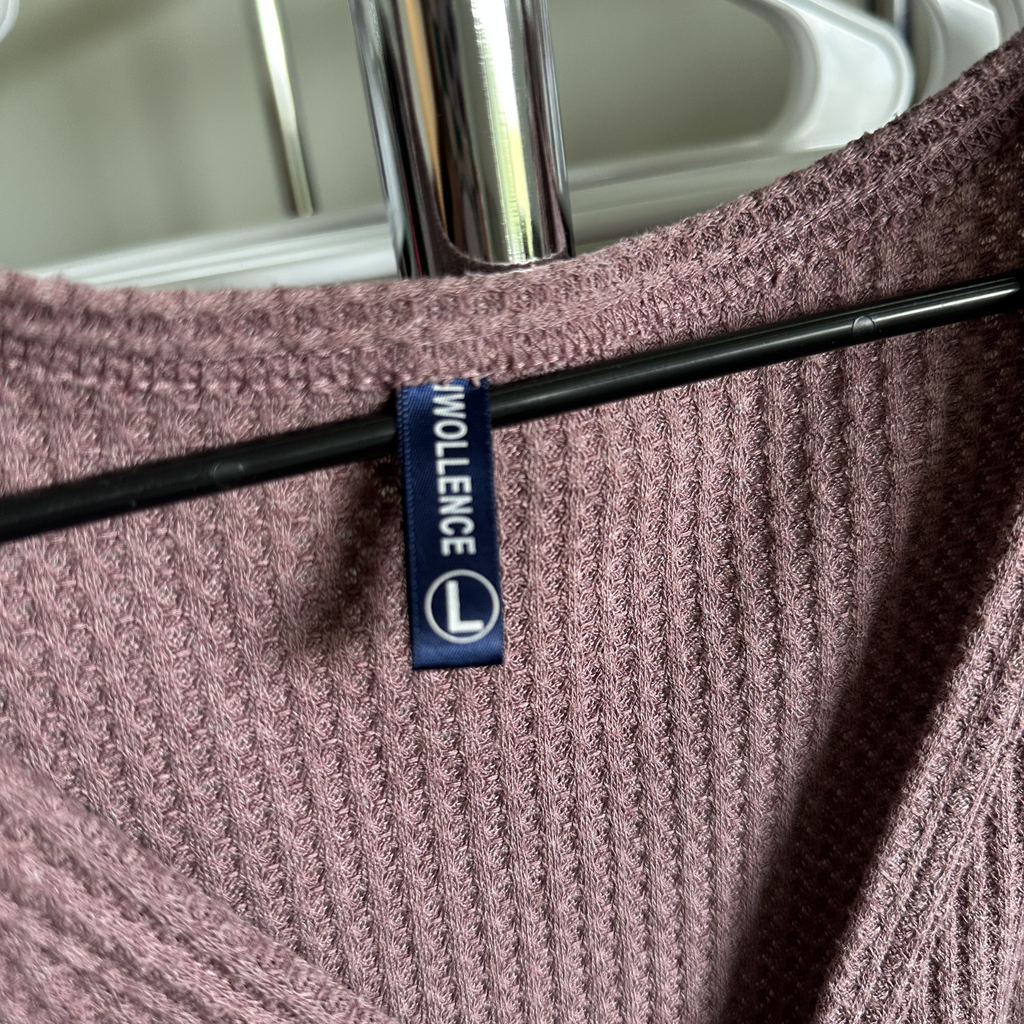 Sz L - Long Sleeve Tie Top in Mauve