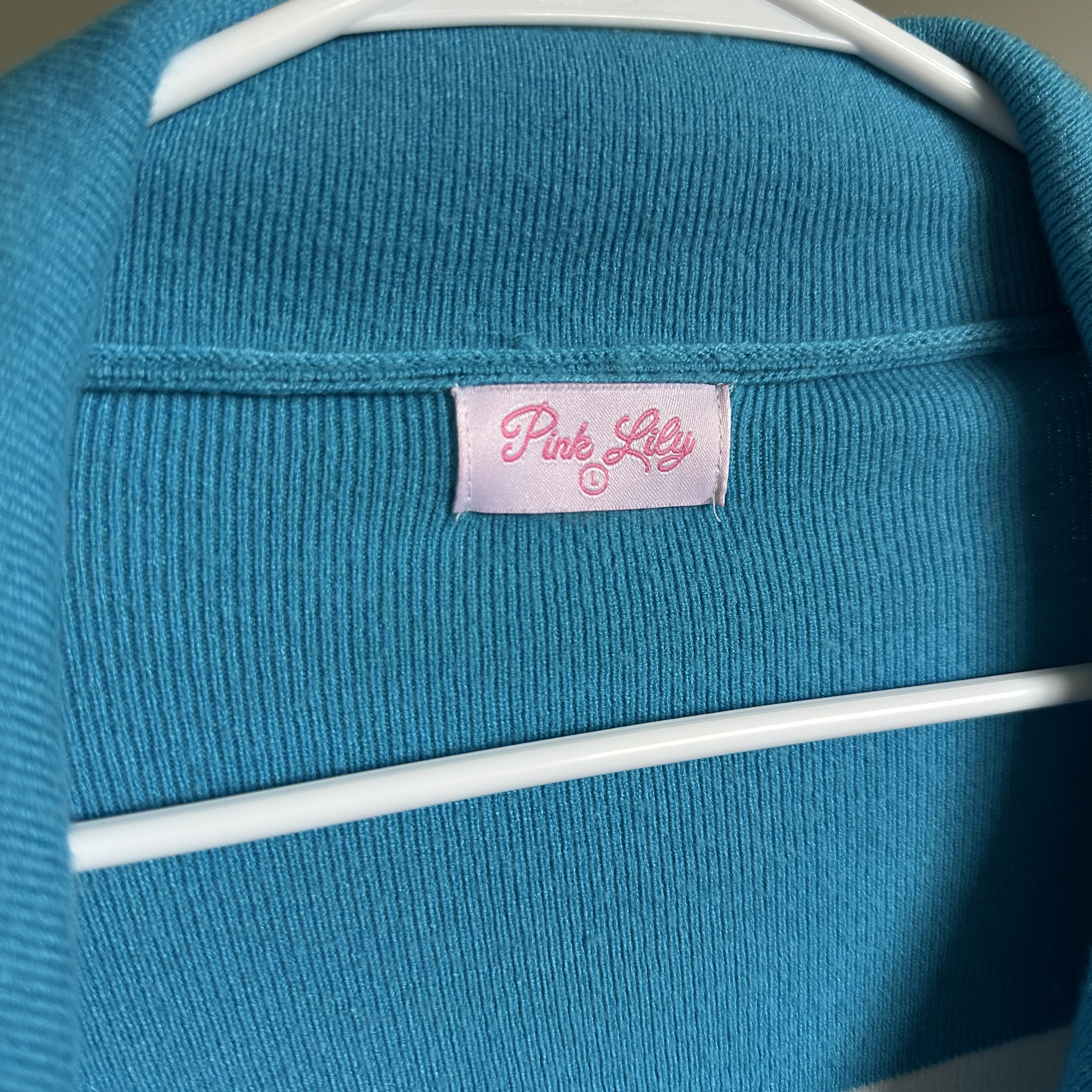 Sz L - Pink Lily Stripe Quarter Zip