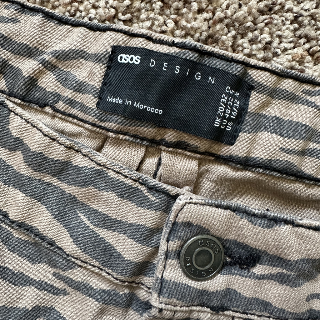 Sz 16 / 32 - ASOS Zebra Jeans
