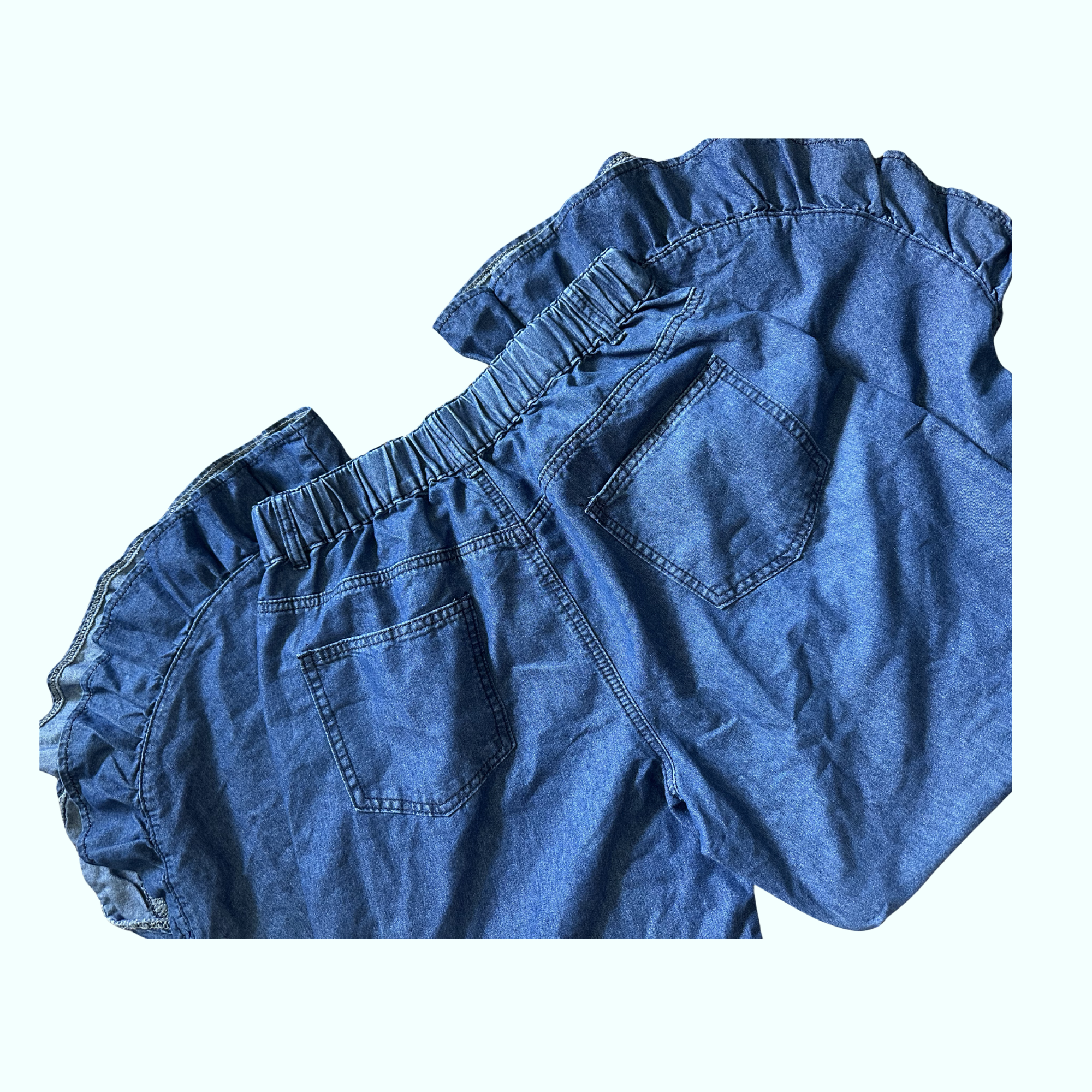 Sz 31 - SHEIN Wide Leg with Ruffle Bottom Jeans