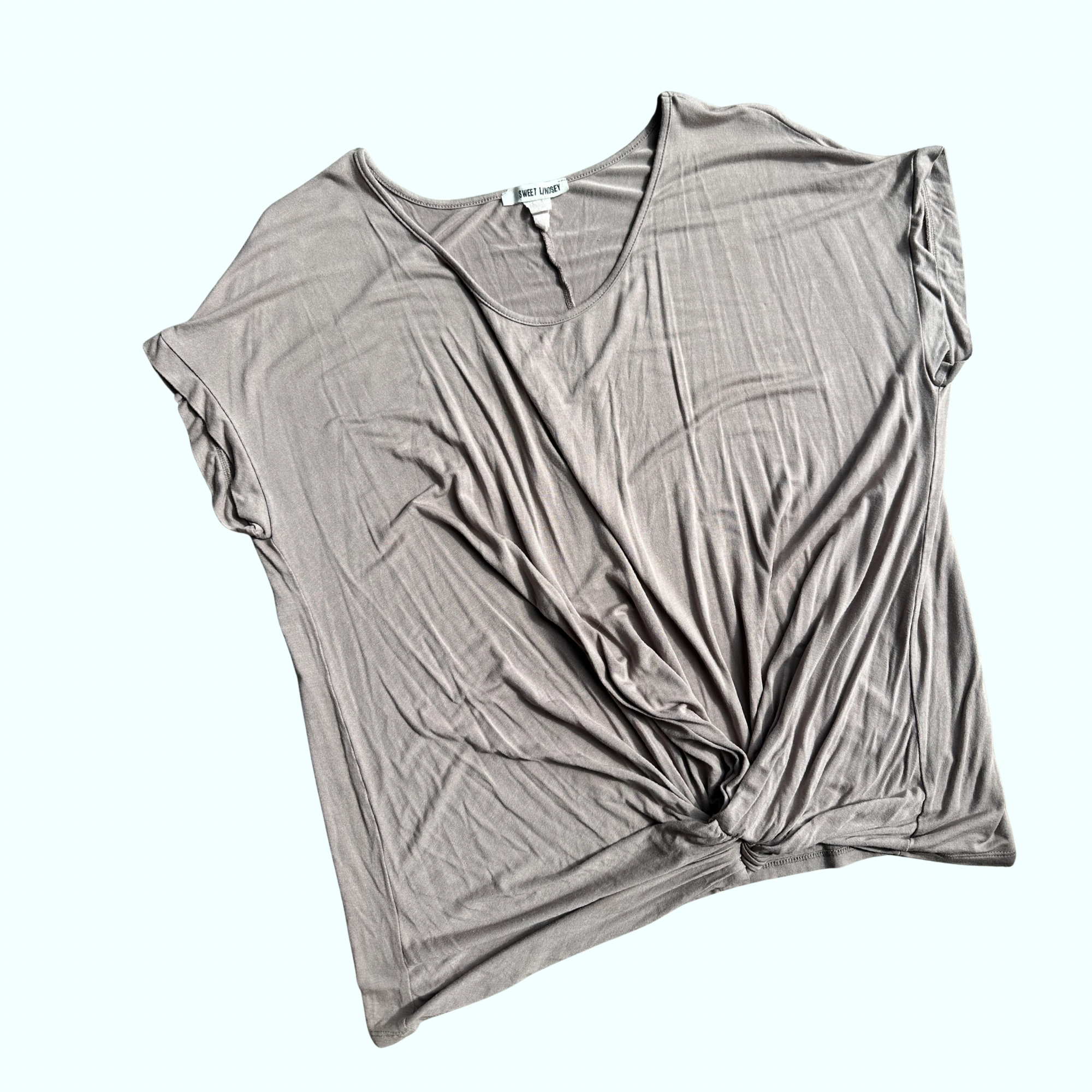 Sz XL - Sweet Lindsay Tan Scrunch Tee